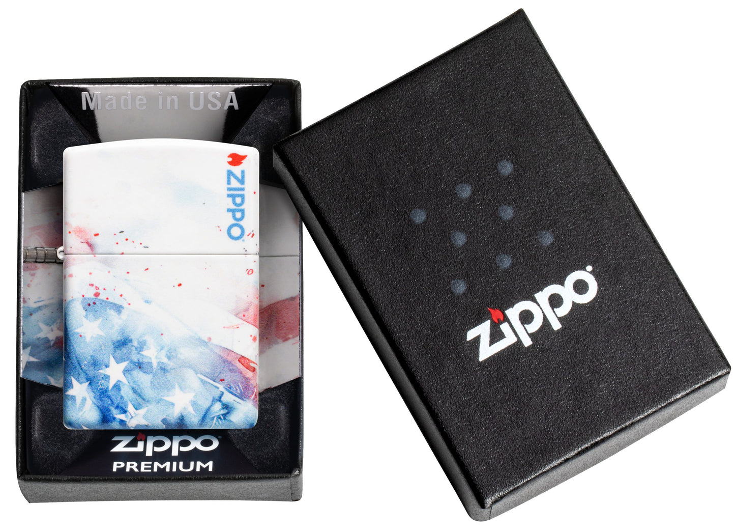 Zippo American Flag Watercolor, 540 White Matte Lighter #47209