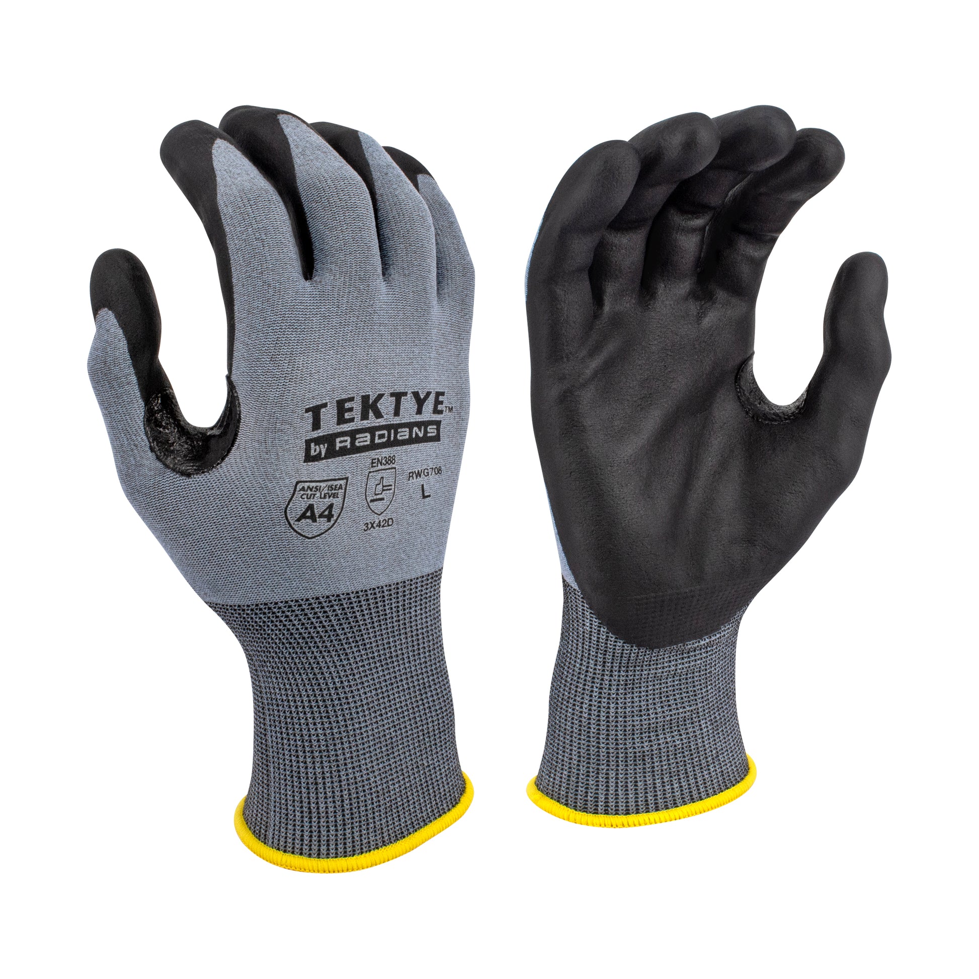 Radians TEKTYE Nitrile A4 Cut Protection Glove, Size M #RWG708M
