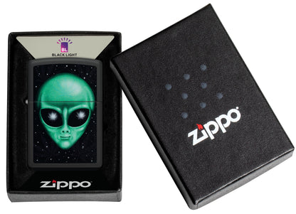 Zippo Alien Cannabis Design, Back Light Black Matte Lighter #46708