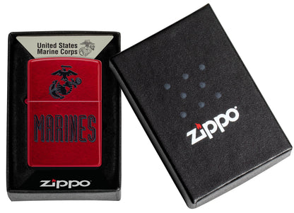 Zippo US Military Marines, Candy Apple Red Lighter #46418