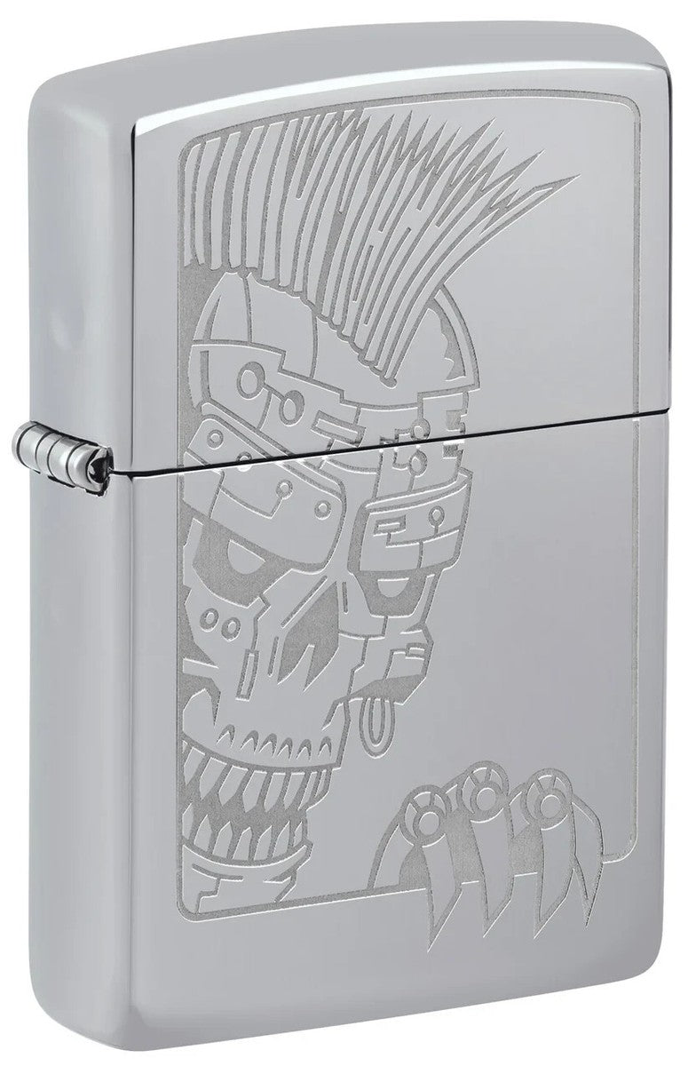 Zippo Skull Punk Design, High Polish Chrome Lighter #46426