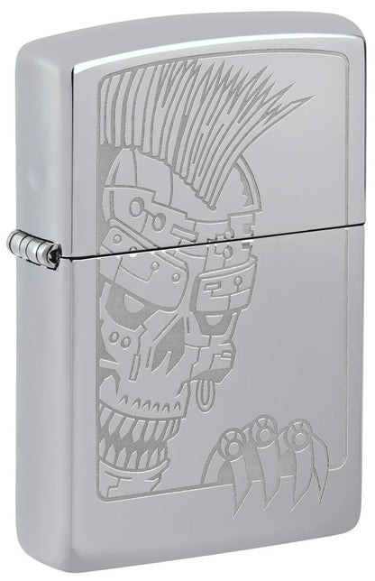 Zippo Skull Punk Design, High Polish Chrome Lighter #46426