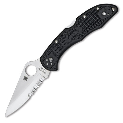 Spyderco Delica 4 Knife, Combo Blade, FRN Handle, Black #C11PSBK