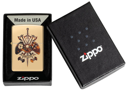 Zippo Gamer Creed Design, High Polish Brass Lighter #46141