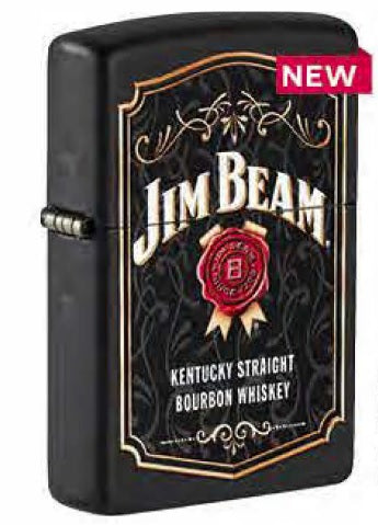 Zippo Jim Beam Kentucky Straight Bourbon Whiskey, Black Matte Lighter #49544