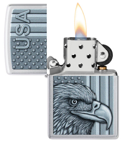 Zippo USA Pride Eagle Design, Satin Chrome Lighter #46825