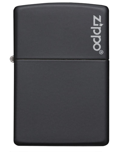 Zippo Black Matte Lighter with Logo #218ZL