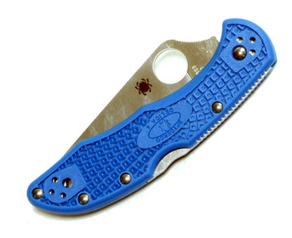 Spyderco Delica Knife, Flat Ground Blade, Blue VG-10 FRN Handle #C11FPBL