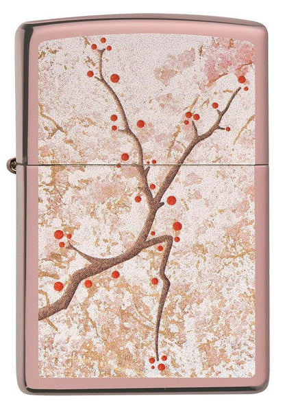 Zippo Japanese Cherry Blossom High Polish Rose Gold Windproof Lighter #49486