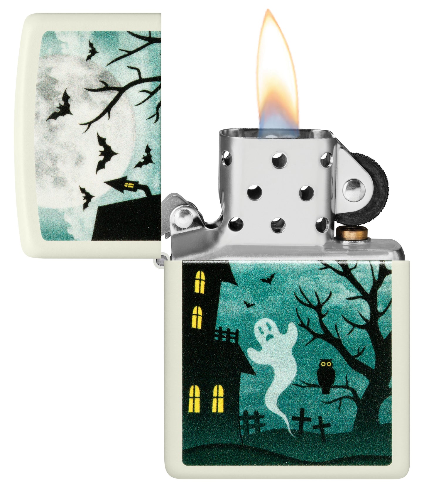 Zippo Horror Haunted Mansion Ghost Glow-in-the-Dark Green Lighter #48727