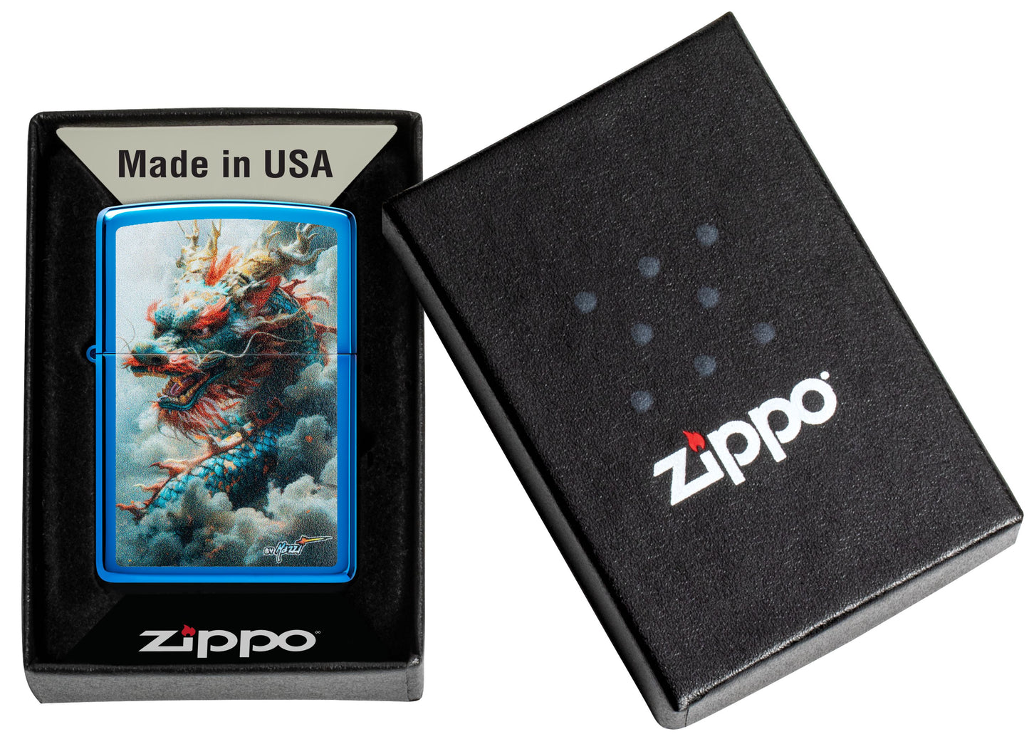 Zippo Mazzi Dragon Design, High Polish Blue Lighter #46686