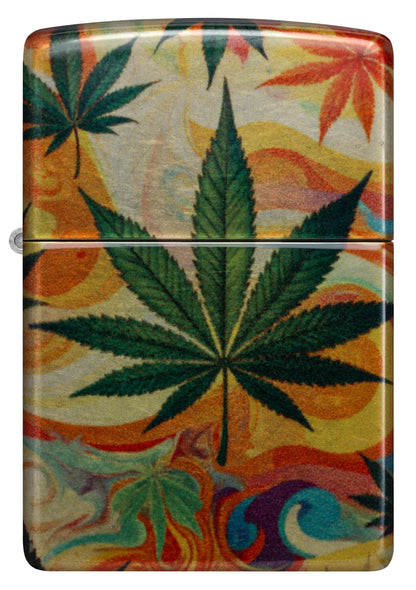 Zippo Cannabis Leaf, 540° Tumbled Chrome Lighter #47270