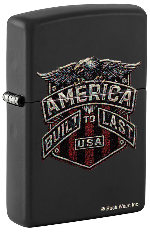 Zippo Buck Wear America Built To Last, Black Matte Lighter #46158