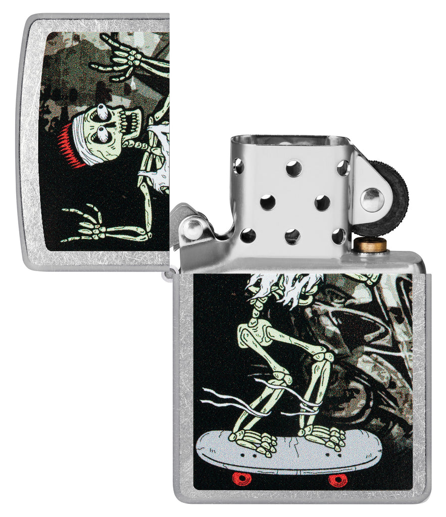 Zippo Skateboard Skeleton Design, Street Chrome Lighter #48911