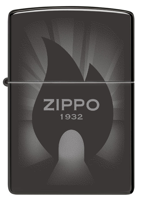 Zippo Radiant Zippo Flame Logo, High Polish Black Lighter #46175