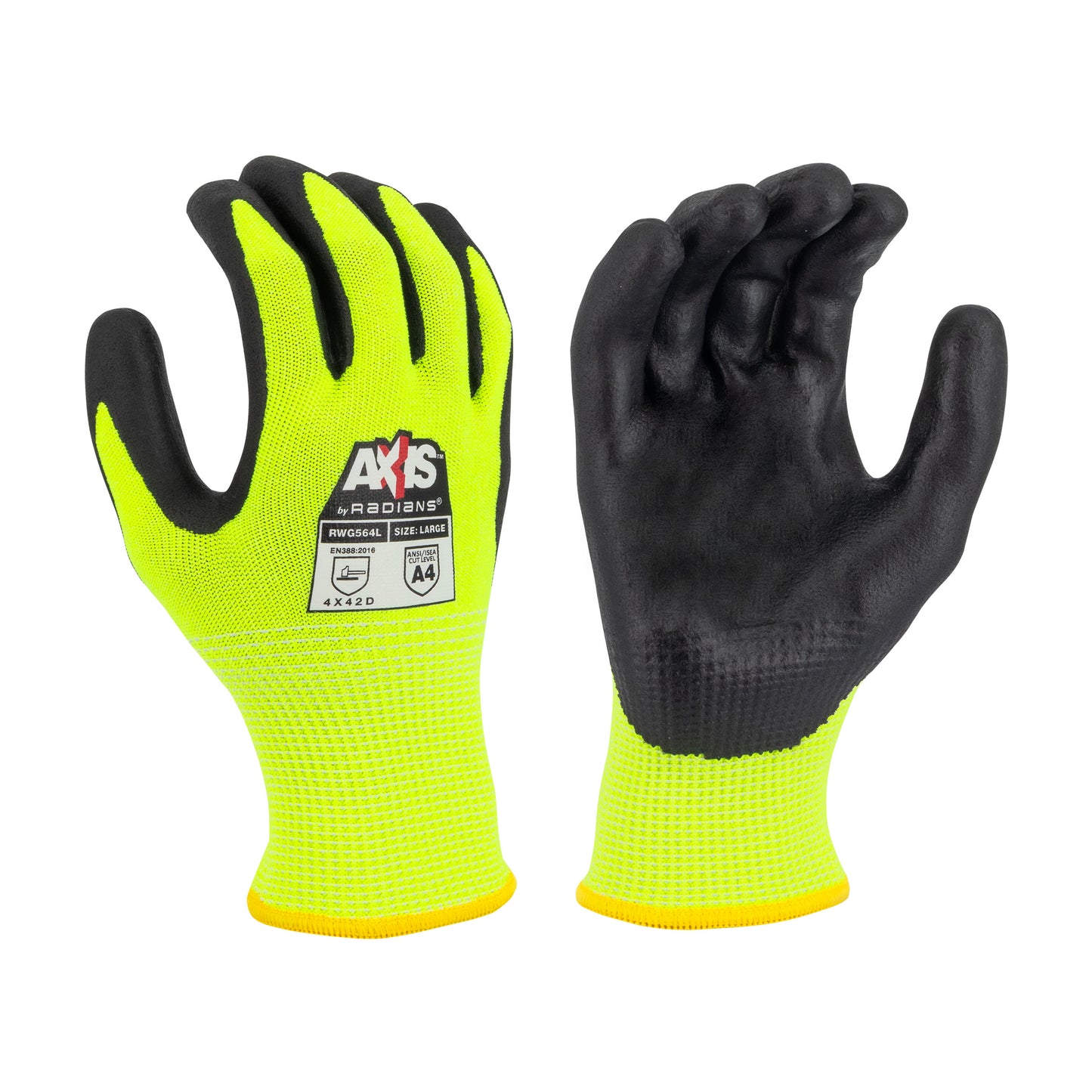 Radians AXIS A5 Touchscreen Polyurethane Coated Cut Protection Glove, Size S #RWG566S