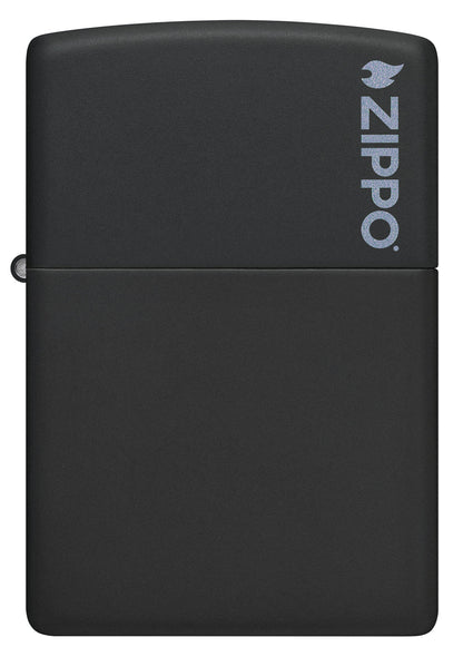 Zippo Black Matte Lighter with Logo #218ZL