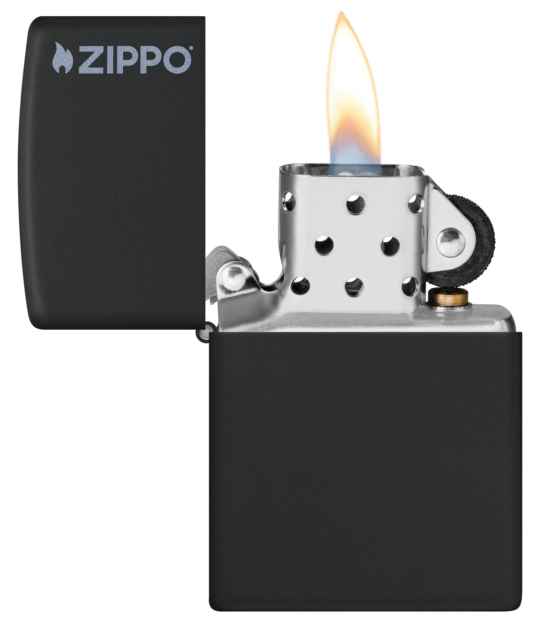 Zippo Black Matte Lighter with Logo #218ZL
