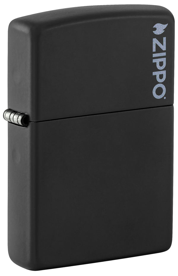 Zippo Black Matte Lighter with Logo #218ZL