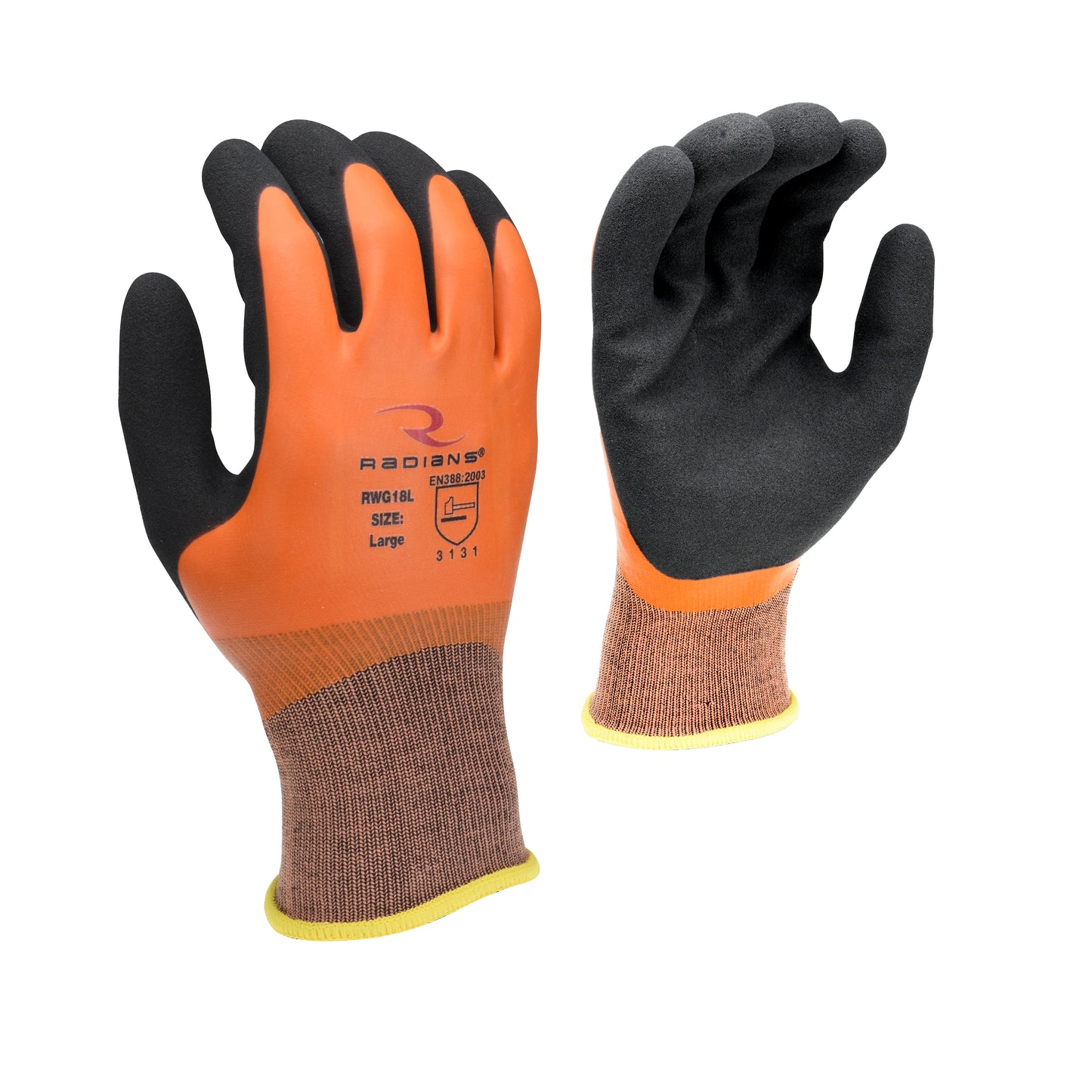 Radians Latex Coated Work Glove, Size L, Pack of 12 Pairs #RWG18L