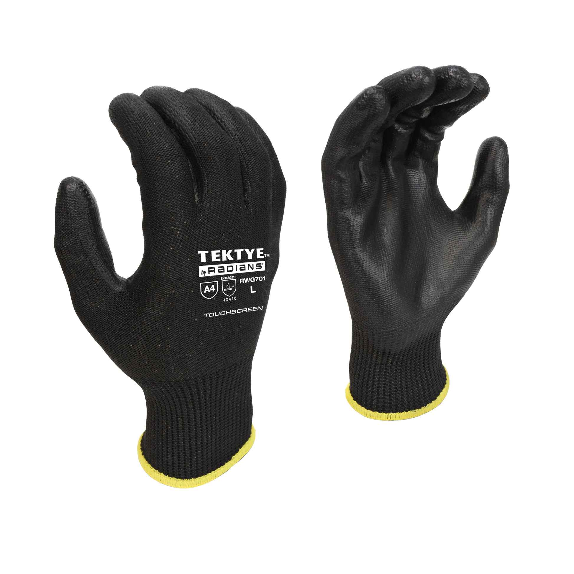 Radians TEKTYE A4 Touchscreen Cut Protective Work Glove, Size L #RWG701L