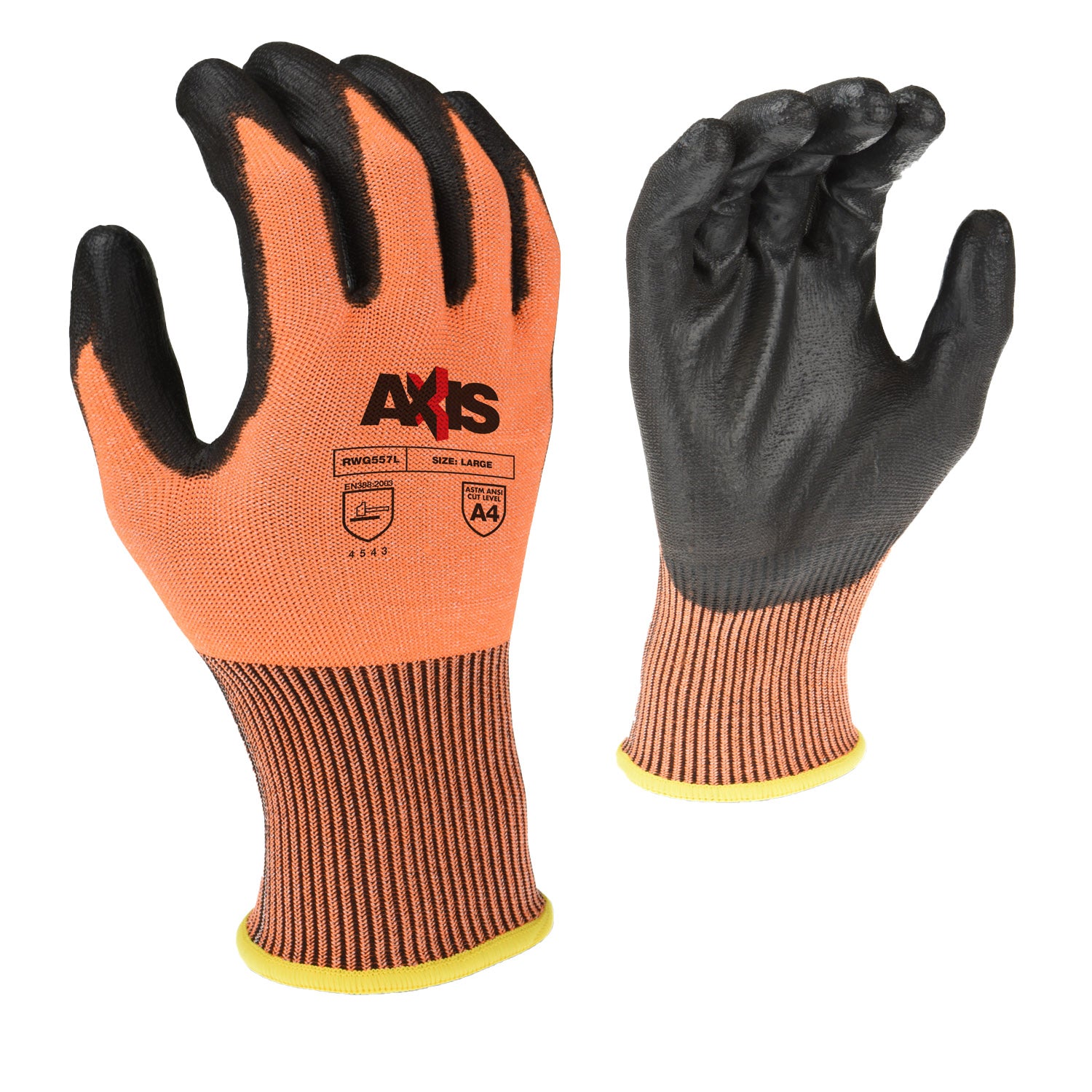 Radians AXIS A4 High Tenacity Nylon Shell Polyurethane Coated Cut Protection Glove, Size XL #RWG557XL