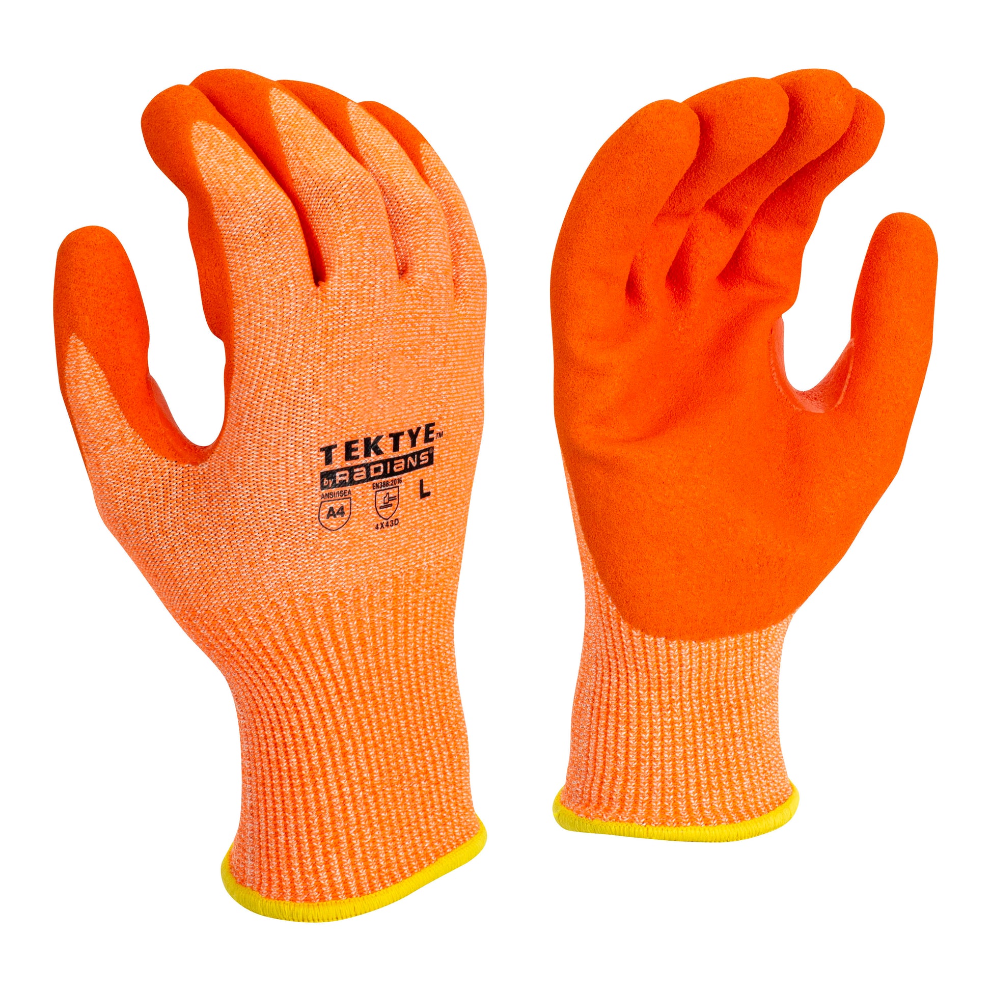 Radians TEKTYE A4 Hi-Vis Cut Protective Work Glove, Size L #RWG703L