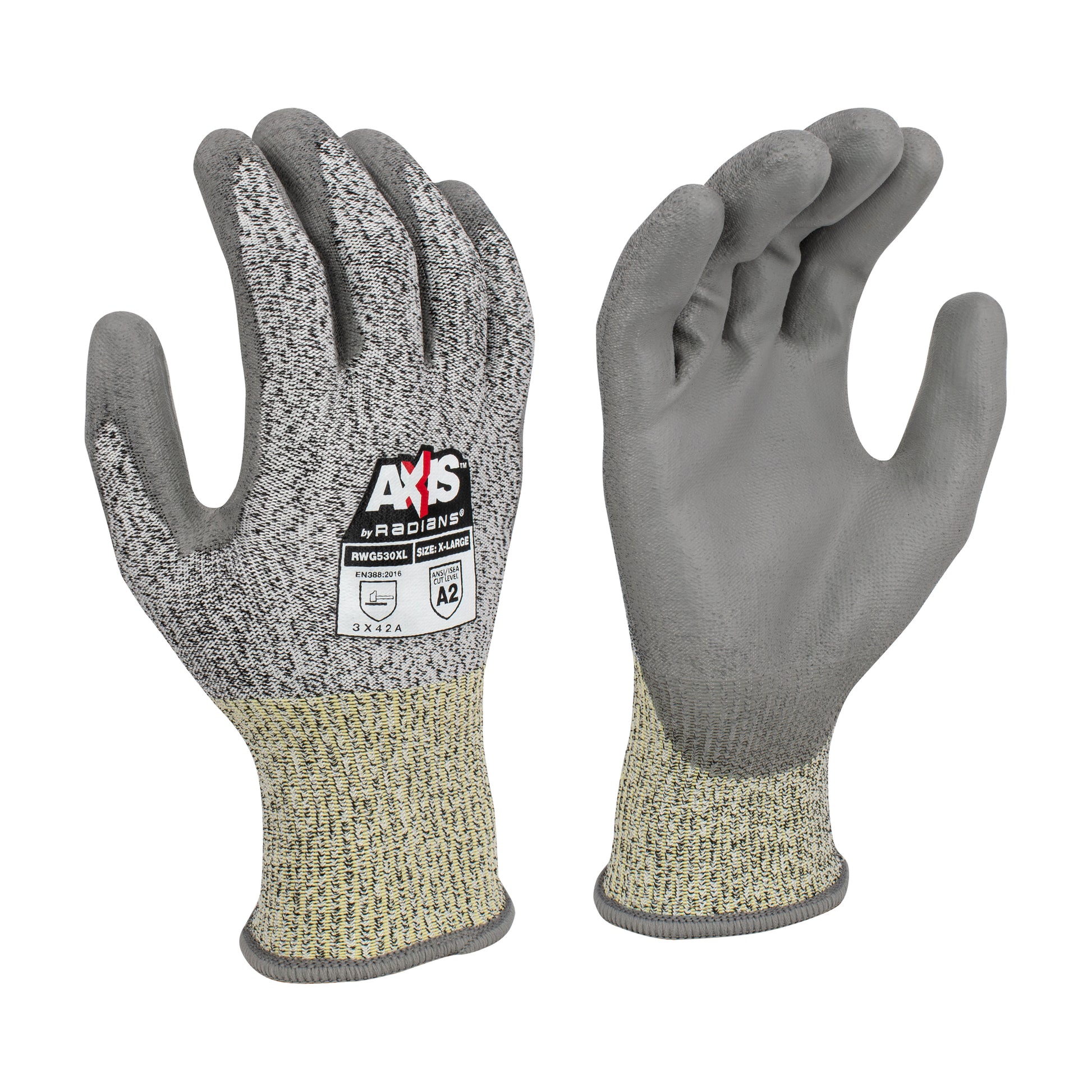 Radians AXIS A2 Polyurethane Coated Cut Protection Glove, Size L #RWG530L