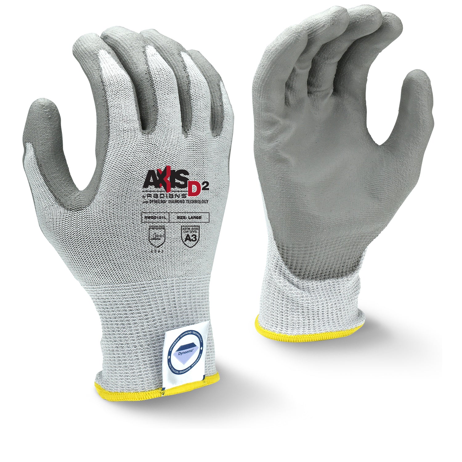 Radians AXIS D2 Dyneema Cut Protection Level A3 Glove, Size XL #RWGD101XL