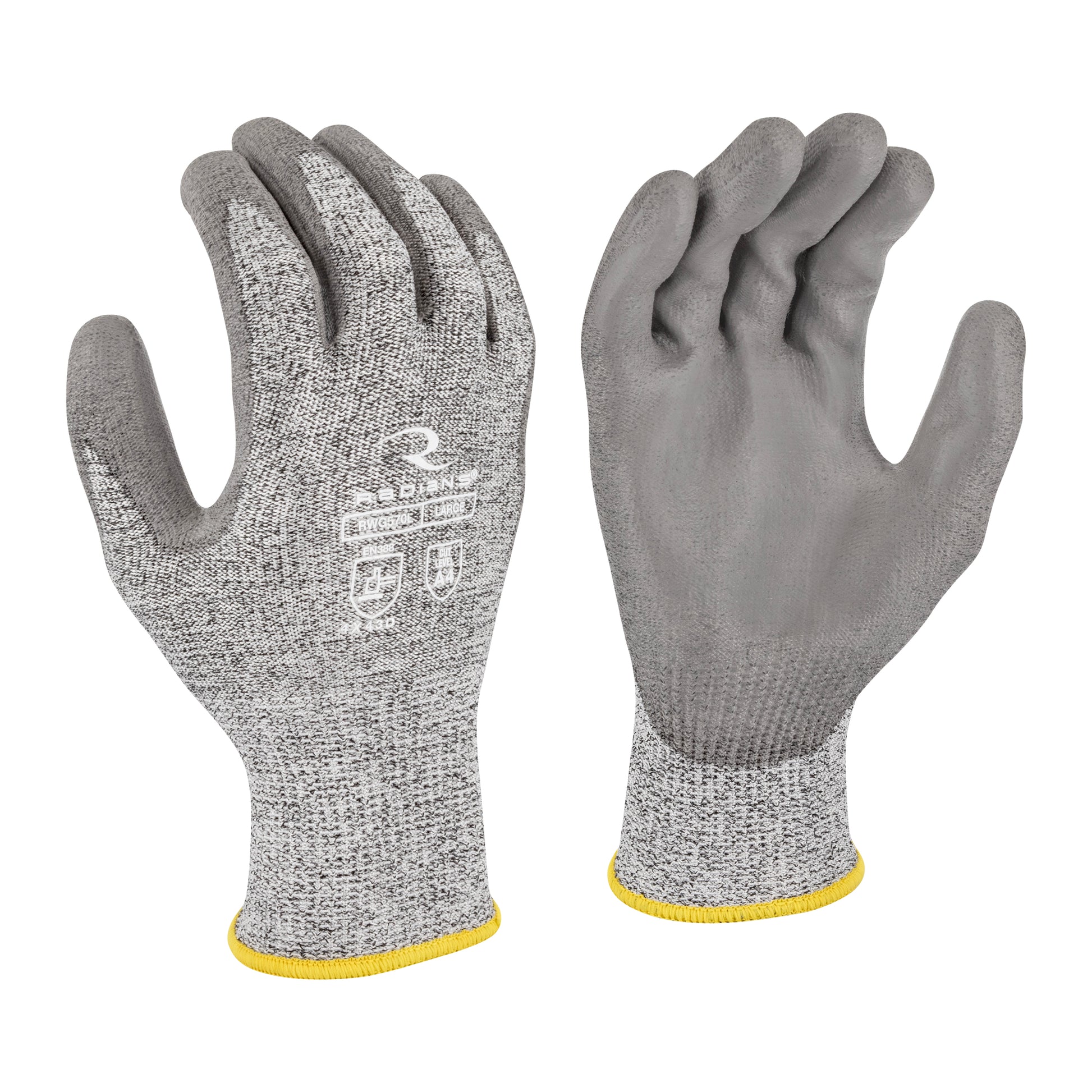 Radians Cut Level A4 HPPE/Polyester, PU Coated Cut Protection Glove, Size L #RWG570L