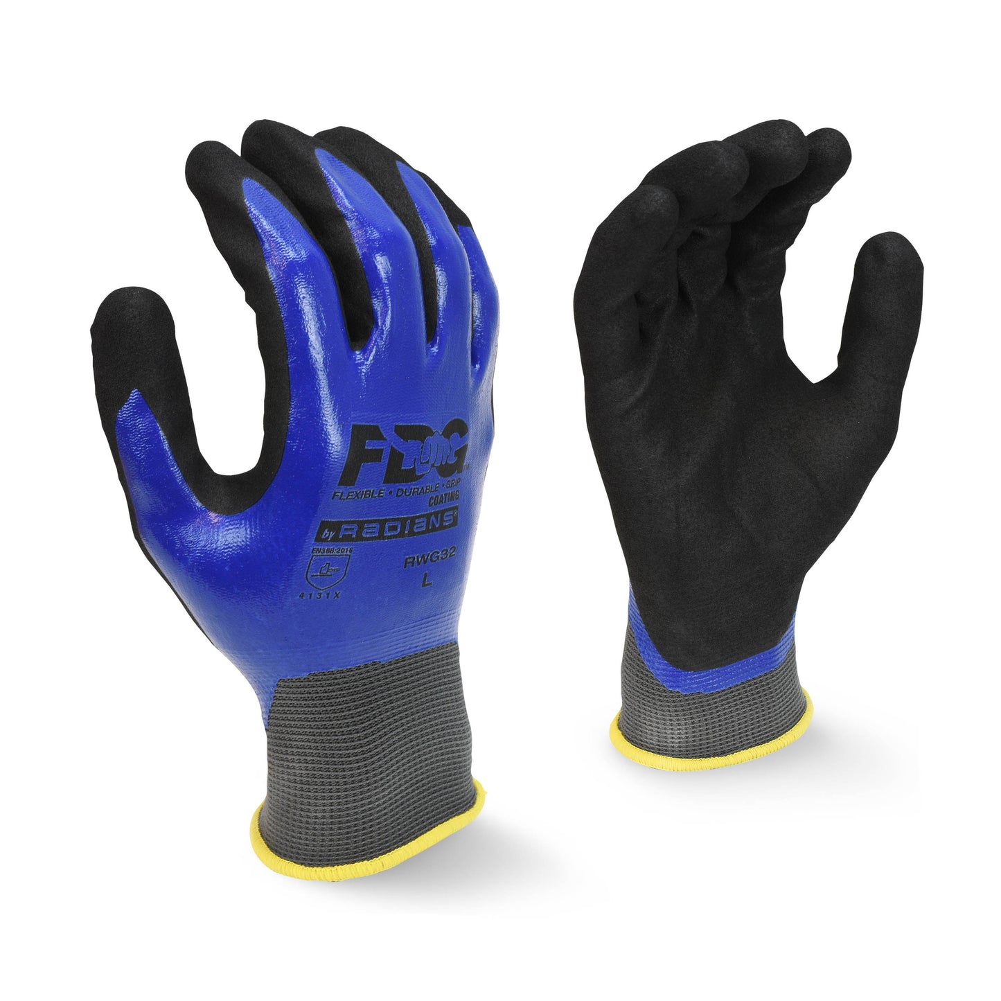Radians Regular Shoulder Gray Split Cowhide Double Leather Palm Glove, Size L, Dozen (12 Pairs) #RWG3200DPL