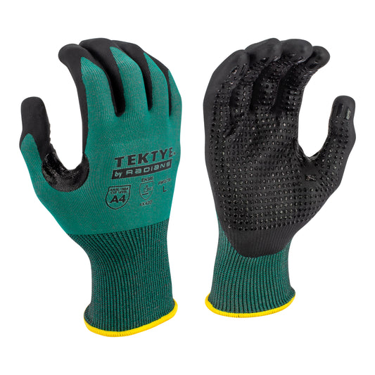 Radians TEKTYE A4 Dark Green Nitrile Dip Cut Protective Work Glove, Size M #RWG738M