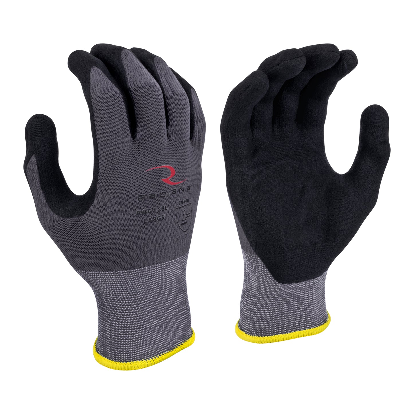 Radians Polyester Shell Foam Nitrile Gripper Glove, Size XL #RWG13CXL