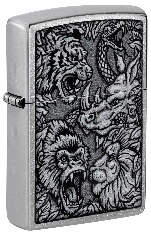 Zippo Animal Kingdom War Design, Street Chrome Lighter #48567