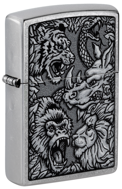 Zippo Animal Kingdom War Design, Street Chrome Lighter #48567