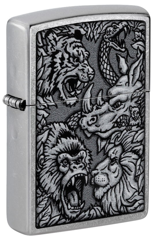 Zippo Animal Kingdom War Design, Street Chrome Lighter #48567