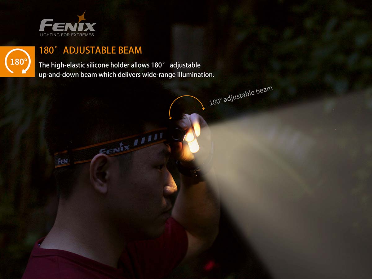 Fenix HM23 240 Lumens LED Headlamp, Batteries, 180 Degree Adjustable Beam #HM23