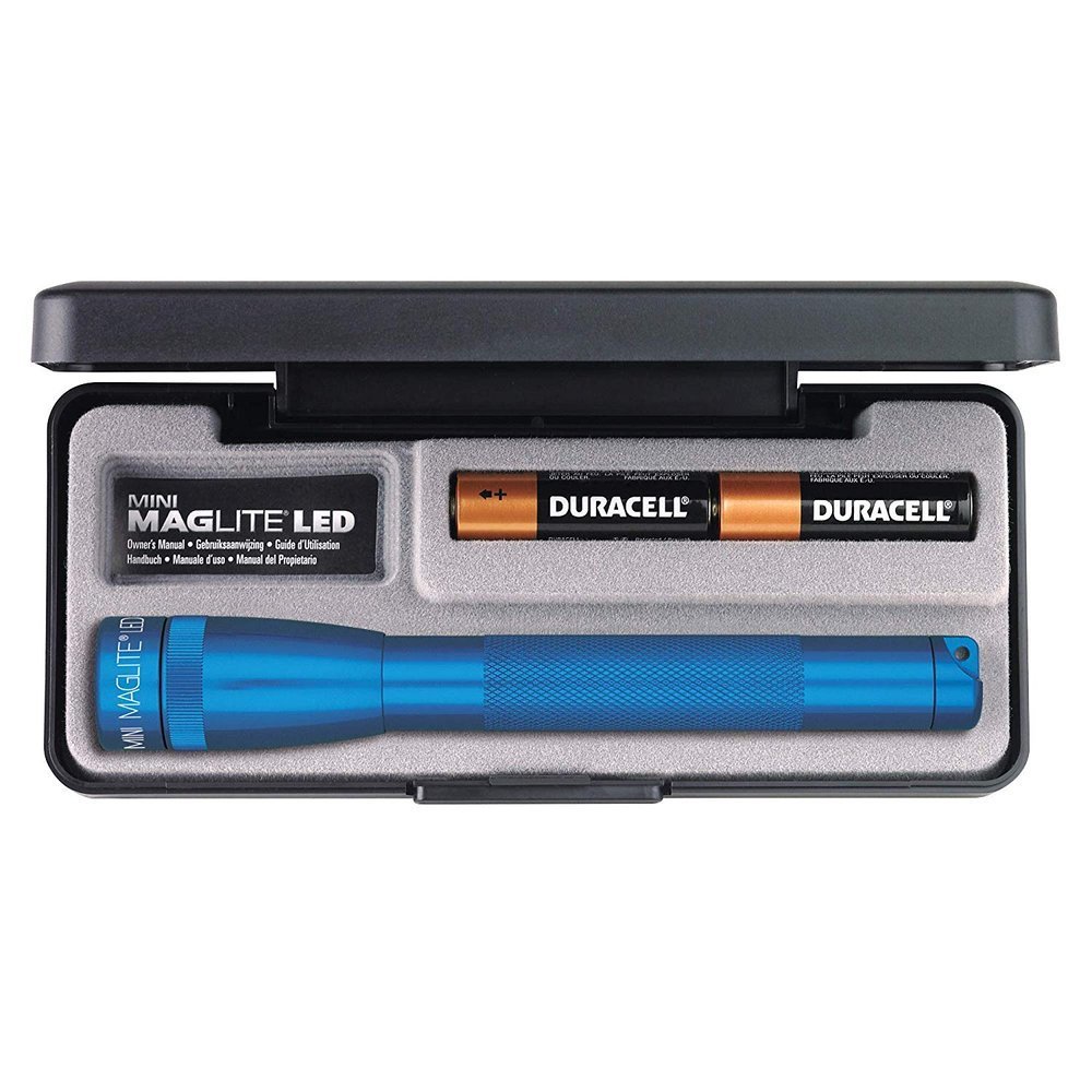 MAGLITE Mini, LED Flashlight, Adjustable Beam, 2 AA Batteries, Blue #SP22117