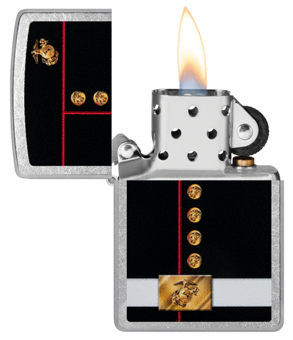 Zippo USA Marines Uniform Design, Street Chrome Lighter #48550