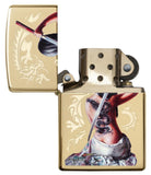 Zippo Mazzi Girl With Dragon Tattoo Samurai Lighter, High Polish Brass #29668