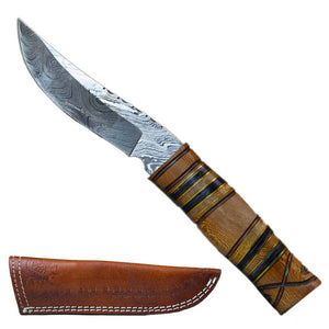 Scorpion Mart Handmade Damascus Steel Knife, Rosewood Handle + Sheath #KNIFE26