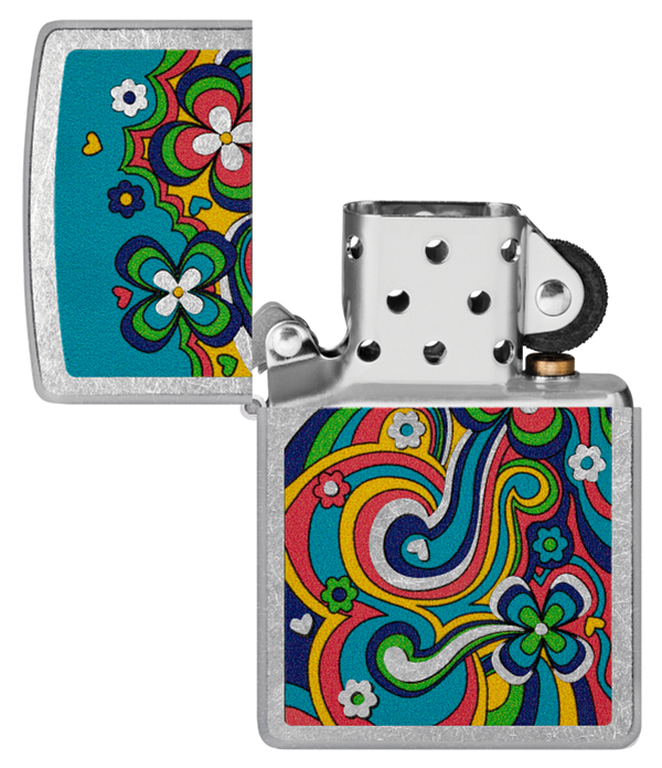 Zippo Hippie Scribbles Design, Street Chrome Lighter #48579