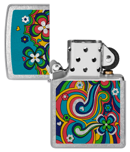 Zippo Hippie Scribbles Design, Street Chrome Lighter #48579