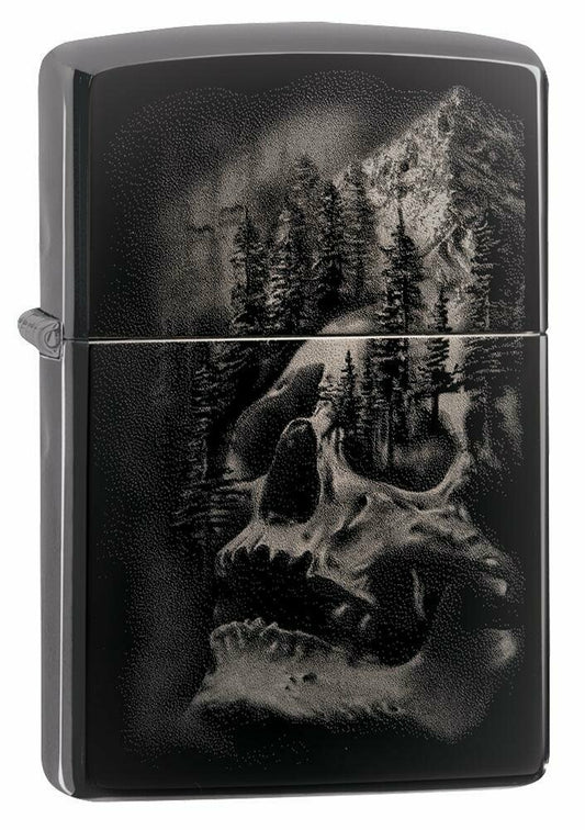 Zippo Skull Mountain, Genuine Black Ice Finish Windproof Pocket Lighter #49141