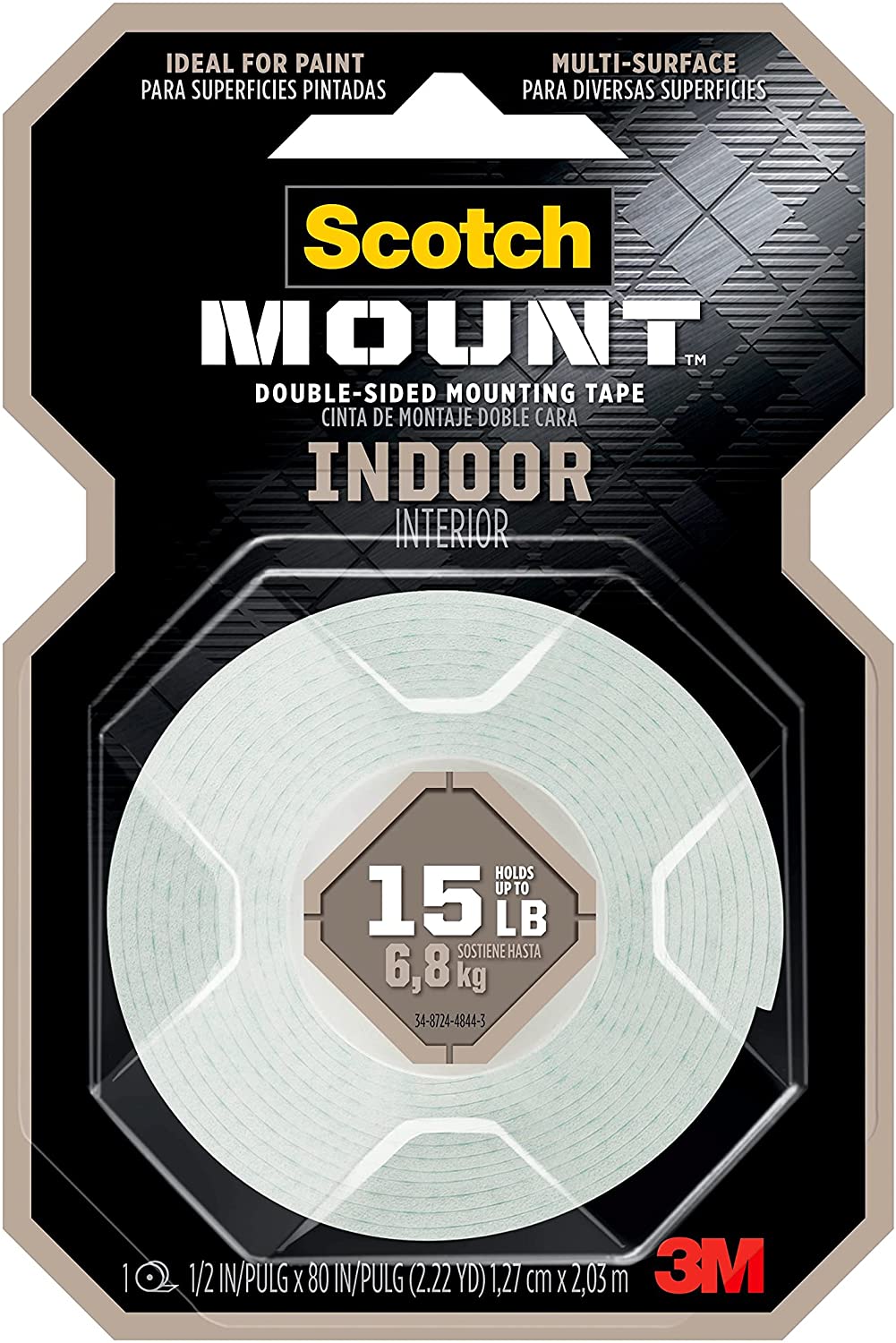 3M Scotch Mount Indoor Double-Sided Mounting Tape, 1/2 in x 80 in #110H