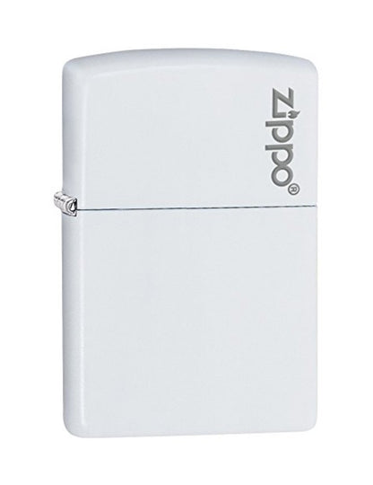 Zippo Logo White Matte Lighter, Classic Windproof #214ZL