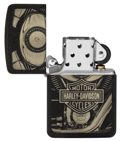 Zippo Harley Davidson, Black Crackle Finish, Windproof Lighter #49468