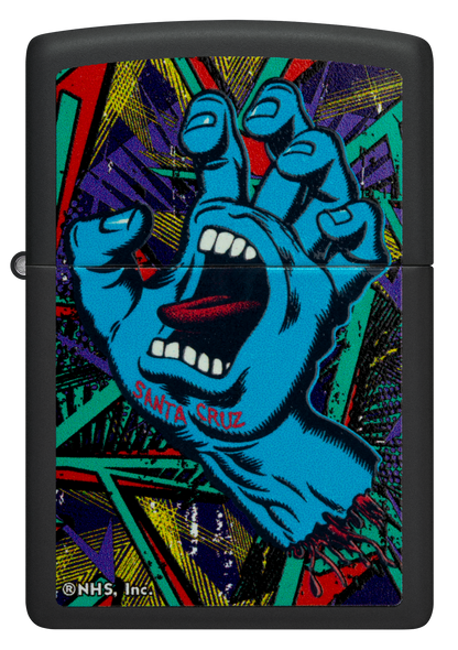 Zippo Black Light Santa Cruz Skateboards Logo, Black Matte Lighter #48415