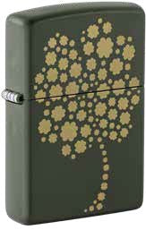 Zippo Four Leaf Clover Design, Green Matte Lighter #48501