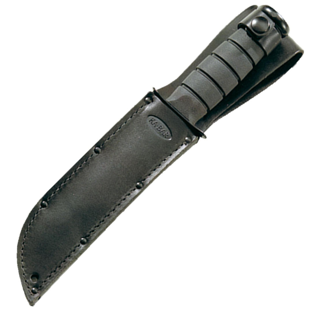 KA-BAR Short KA-BAR, Black Leather Sheath, Straight Edge Knife #1256
